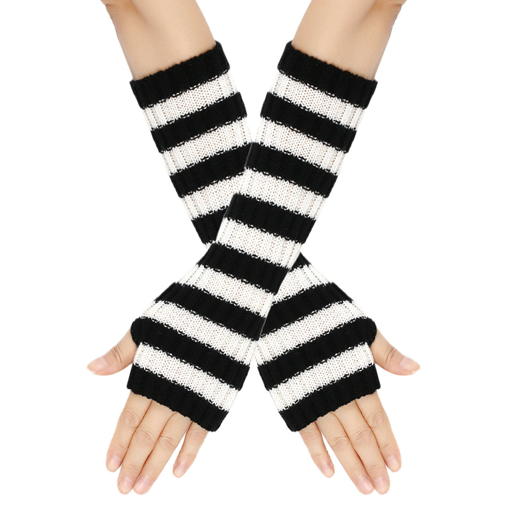 Wholesale Mid To Long Christmas Warm Striped Woolen Gloves